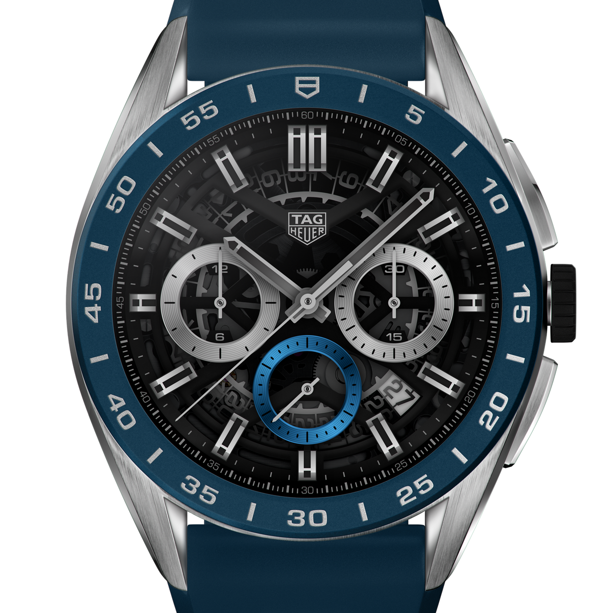 TAG Heuer Connected Calibre E4 45 mm Steel Case - Blue Rubber